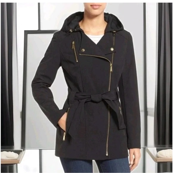 Michael Kors Jackets & Blazers - Michael Kors Black Asymmetrical Trench Coat, Size Small